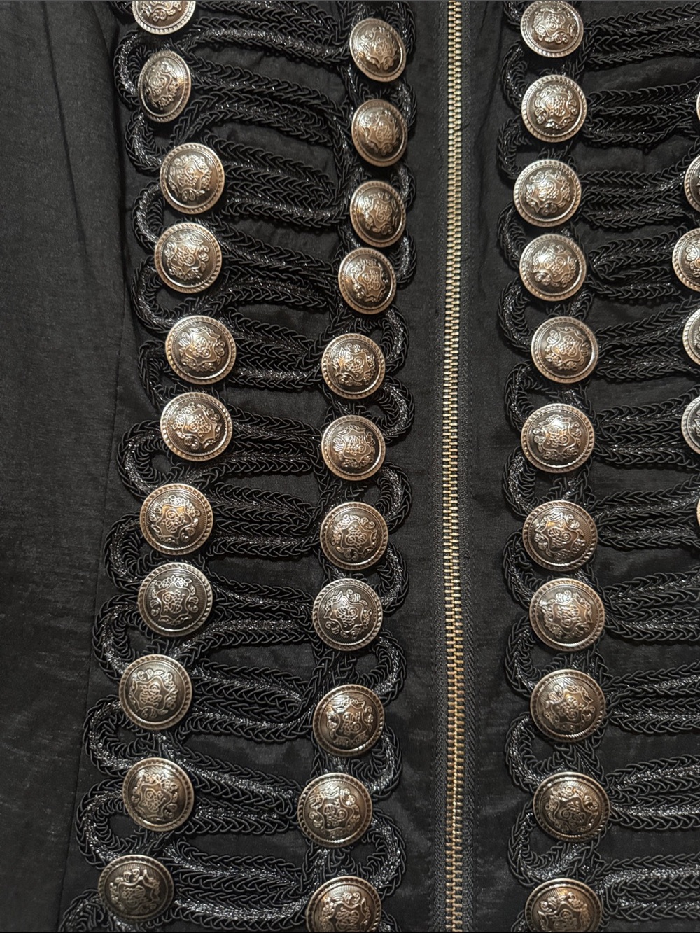Black Military-Style Embellished Jacket by Jovani - Picture 6 of 7